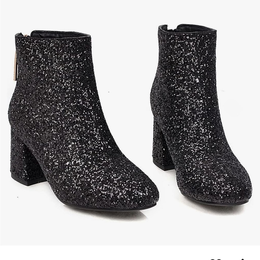 Glitter Black Ankle Boots Size 11